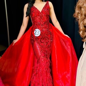 Brand New! Ava Presley Red 28302 Sequin Pageant Homecoming Prom dress size 2